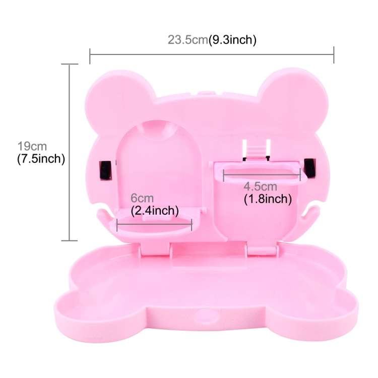 Cartoon Style Foldable Back Car Seat Drink Holder Back Seat Food Tray Storage Organizer Table(Pink)