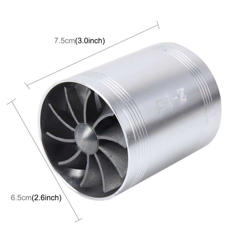 F1-Z Car Stainless Universal Supercharger Dual Double Turbine Air Intake Fuel Saver Turbo Turboing C