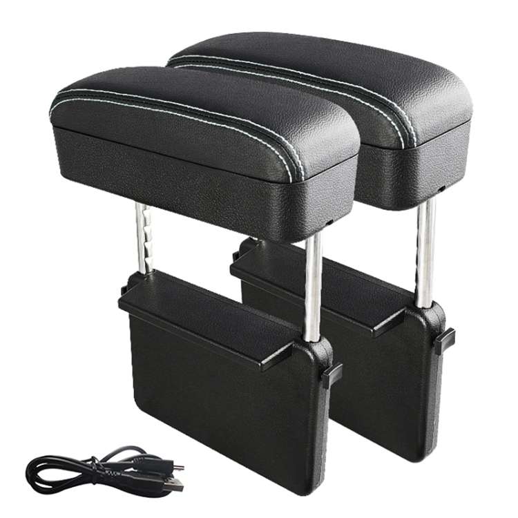 2 PCS Universal Car Wireless Qi Standard Charger PU Leather Wrapped Armrest Box Cushion Car Armrest