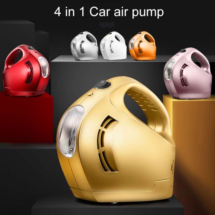 DC 12V 100W Four In One Portable  Car Tire Pump Inflatable Pump(White)