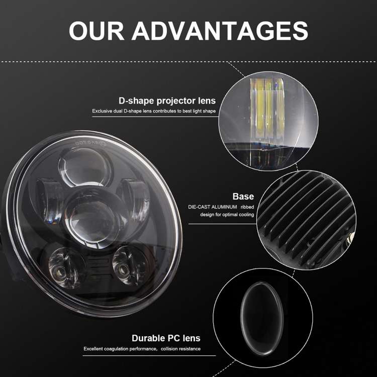EagleVision DC9-30V 35W 6000K 4000LM 5.75 inch Round Motorcycle 6LEDs Headlight for Harley-Davidson