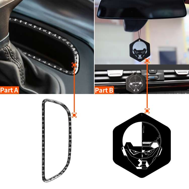 Carbon Fiber Car Gear Storage Box Frame Decorative Sticker for Dodge Challenger 2015 to Now, Left Dr