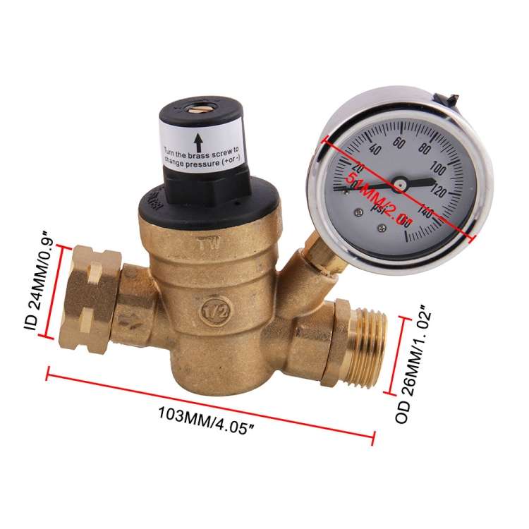 M11-0660R Car Water Pressure Regulator Valve Brass Lead-free Adjustable Water Pressure Reducer with