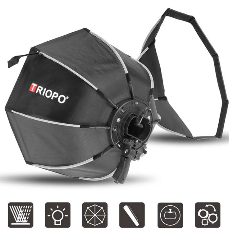TRIOPO KS2-65 65cm Fast Loading Speedlite Flash Octagon Parabolic Softbox Diffuser (Black)