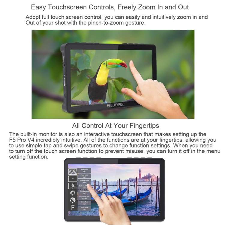 FEELWORLD F5 Pro V4 6 inch Touch Screen DSLR Camera Field Monitor 3D LUT 4K HDMI Input Output Tilt A