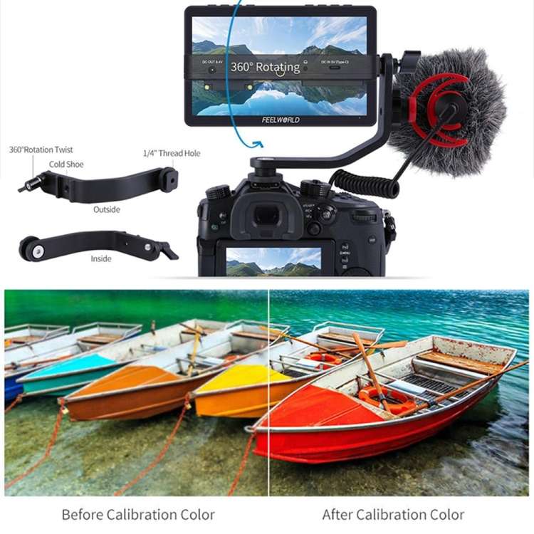 FEELWORLD F5 Pro V4 6 inch Touch Screen DSLR Camera Field Monitor 3D LUT 4K HDMI Input Output Tilt A