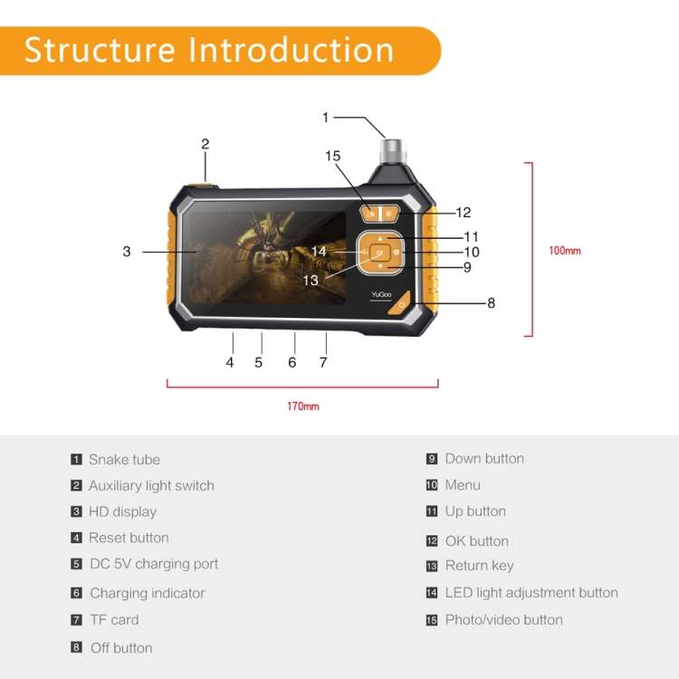 inskam113 IP67 1080P HD Digital 4.3 inch Display Screen Handheld Endoscope Industrial Home Endoscope