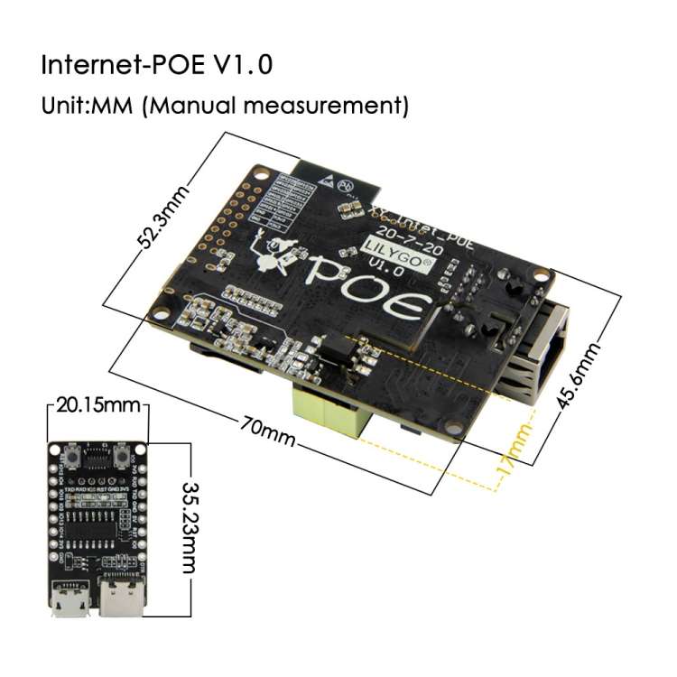 TTGO T-Internet-POE ESP3 Module Ethernet Adapters Extension Board