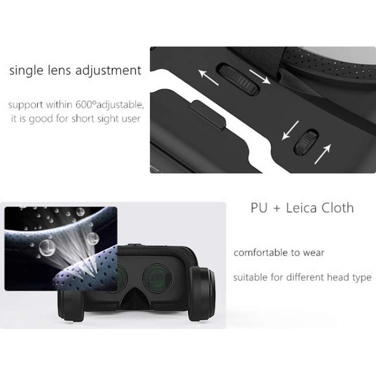 VR SHINECON G04E Virtual Reality 3D Video Glasses Suitable for 3.5 inch - 6.0 inch Smartphone with H