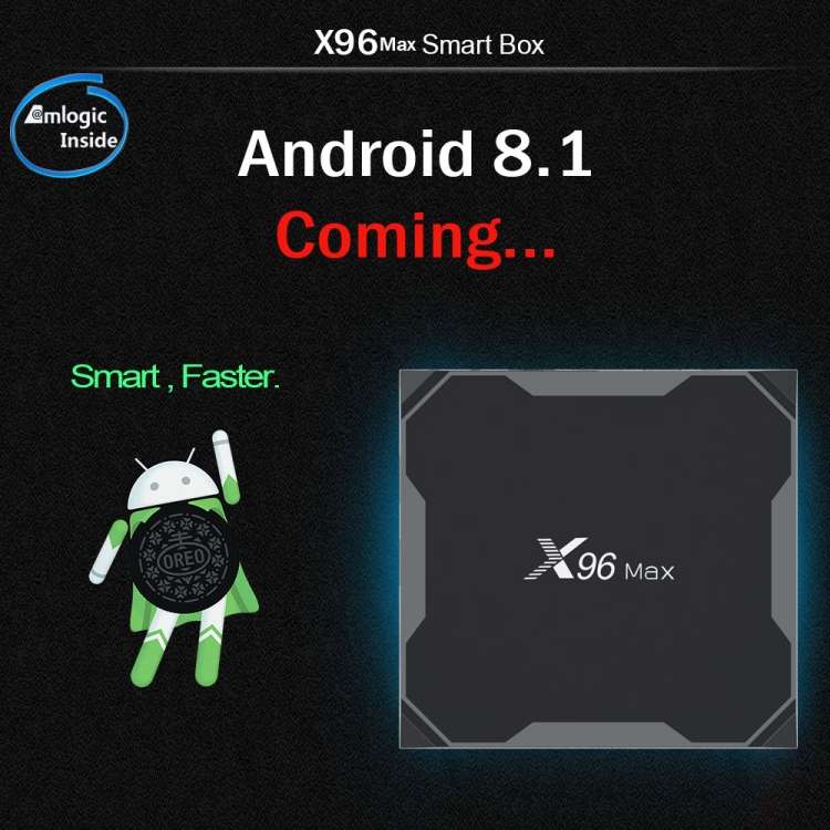 X96 Max 4K Ultra HD Media Player Smart TV Box with Remote Controller, Android 8.1, Amlogic S905X2 Qu