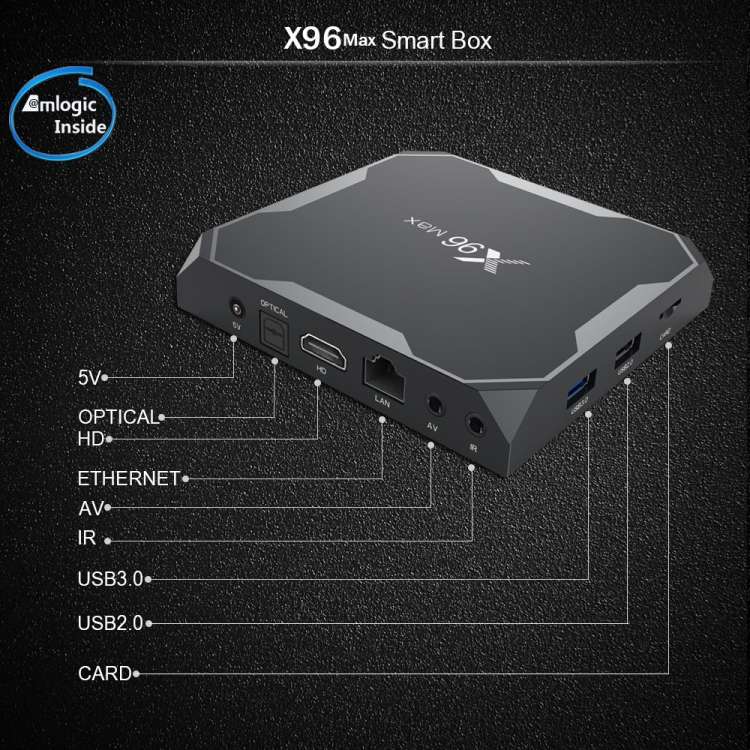 X96 Max 4K Ultra HD Media Player Smart TV Box with Remote Controller, Android 8.1, Amlogic S905X2 Qu