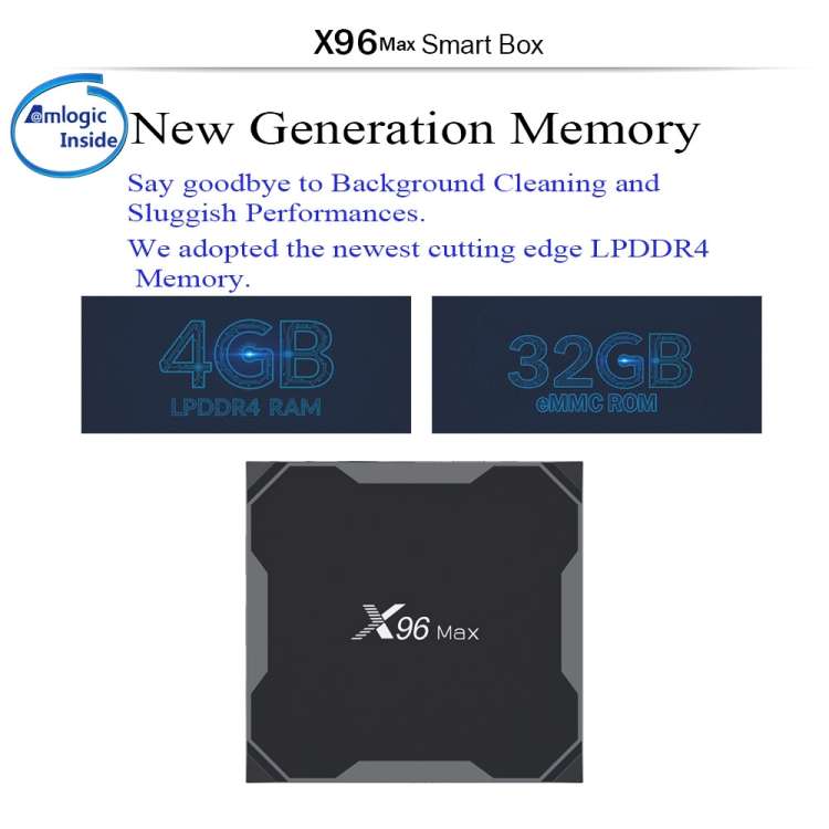 X96 Max 4K Ultra HD Media Player Smart TV Box with Remote Controller, Android 8.1, Amlogic S905X2 Qu