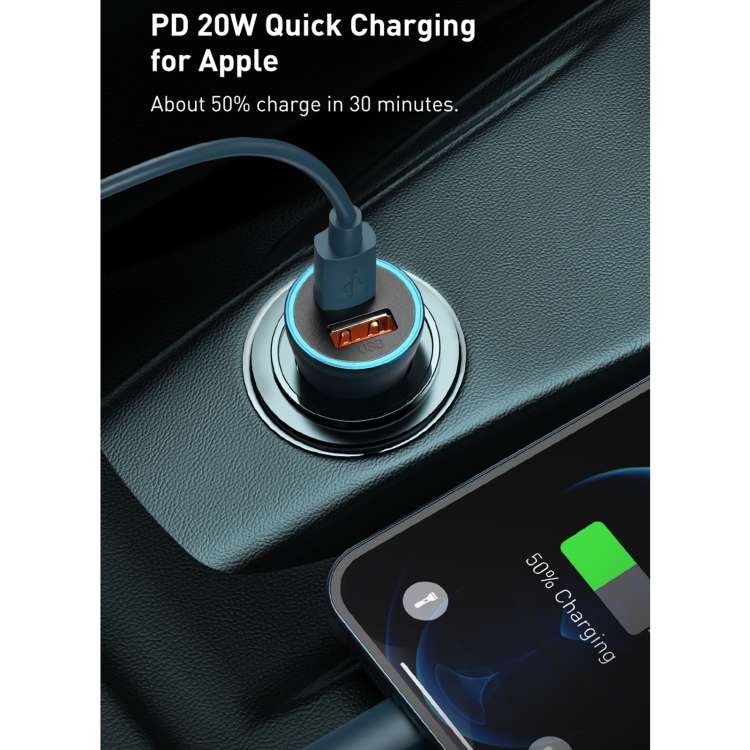 Baseus CCJD-0G Golden Contactor Pro 40W USB + Type-C Quick Charging Car Charger (Dark Grey)
