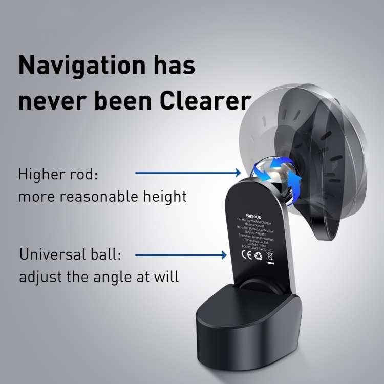 Baseus WXJN-01 Big Energy Car Mount Wireless ChargerFor Dashboards and Air Outlets(Cyan Black)