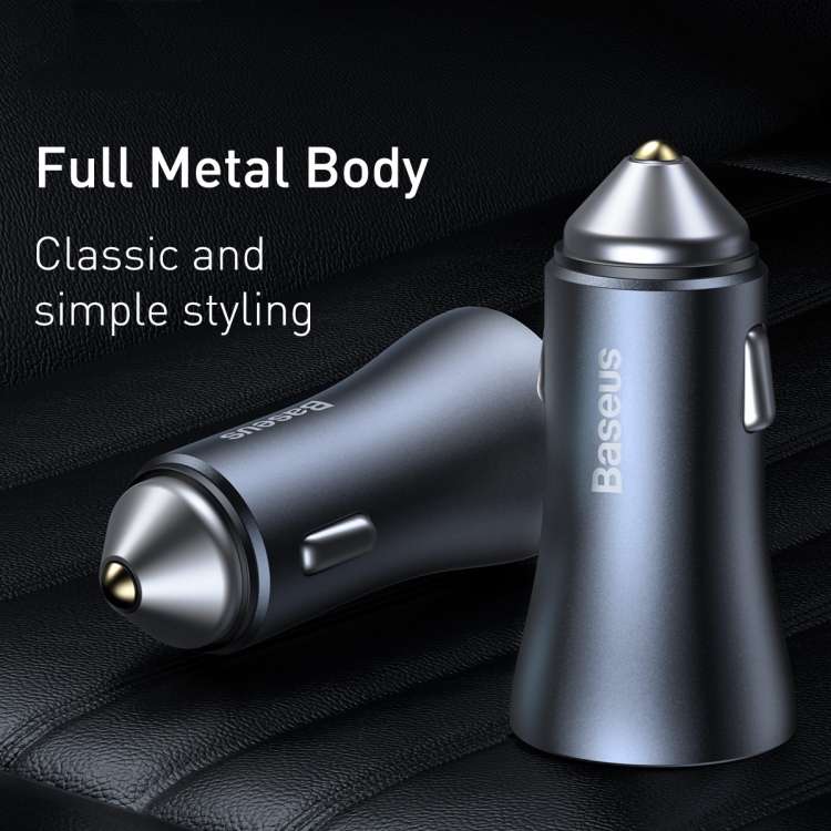 Baseus TZCCJD-B0G 40W USB + Type-C / USB-C Car Fast Charging Charger Set with 1m Type-C / USB-C to 8