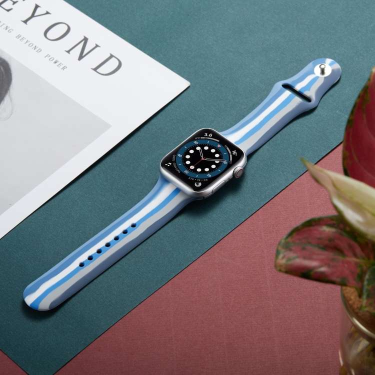 Rainbow Silicone Strap Watch Band For Apple Watch Series 9&8&7 41mm / SE 3&SE 2&6&SE&5&4 40mm / 3&2&