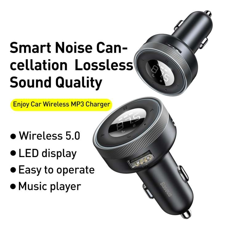 Baseus CCLH-01 Dual USB Enjoy Car Bluetooth MP3 Player Charger with Digital Display, Support Hands-f