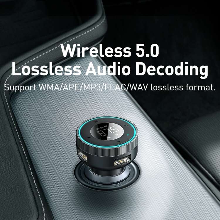 Baseus CCLH-01 Dual USB Enjoy Car Bluetooth MP3 Player Charger with Digital Display, Support Hands-f