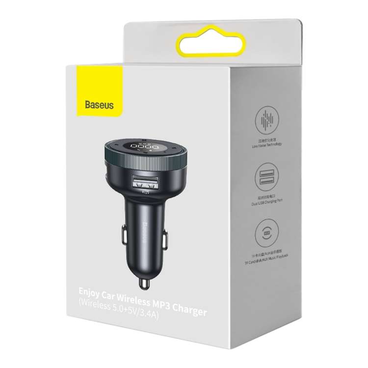 Baseus CCLH-01 Dual USB Enjoy Car Bluetooth MP3 Player Charger with Digital Display, Support Hands-f