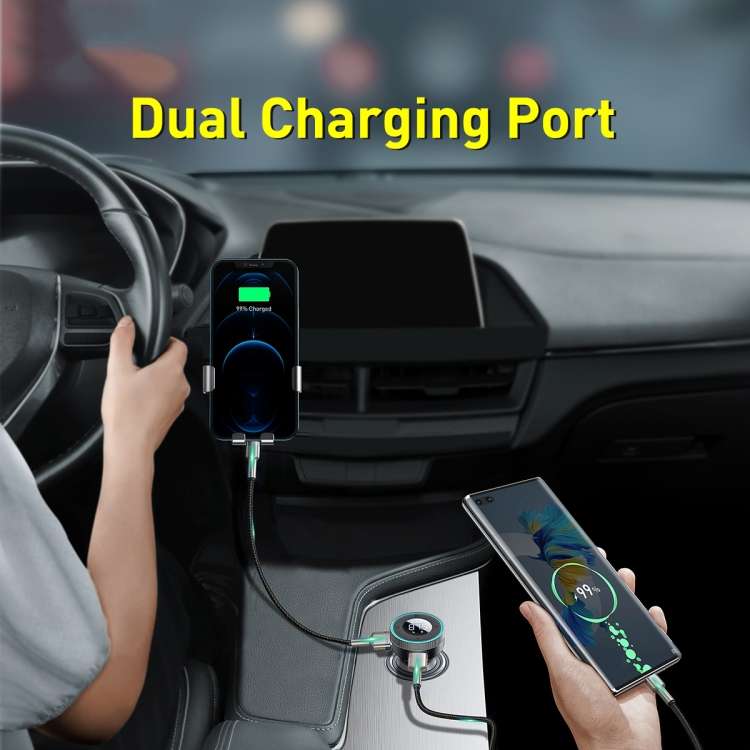 Baseus CCLH-01 Dual USB Enjoy Car Bluetooth MP3 Player Charger with Digital Display, Support Hands-f