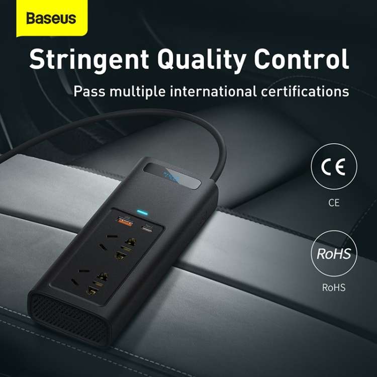 Baseus CRNBQ-A01 150W 120V In-car Inverter, Plug Type: EU Plug(Black)