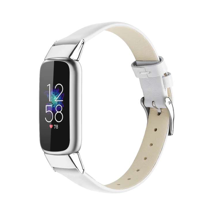For Fitbit Luxe Leather Watch Band, Size:L(White)