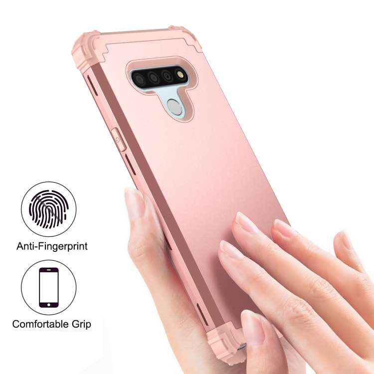 For LG Stylo 6 3 in 1 Shockproof PC + Silicone Protective Case(Rose Gold)