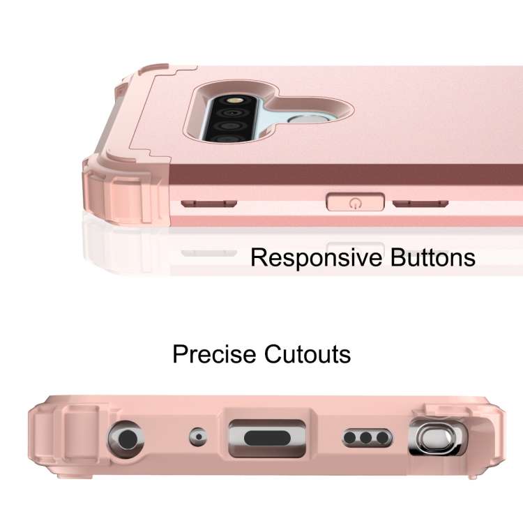 For LG Stylo 6 3 in 1 Shockproof PC + Silicone Protective Case(Rose Gold)