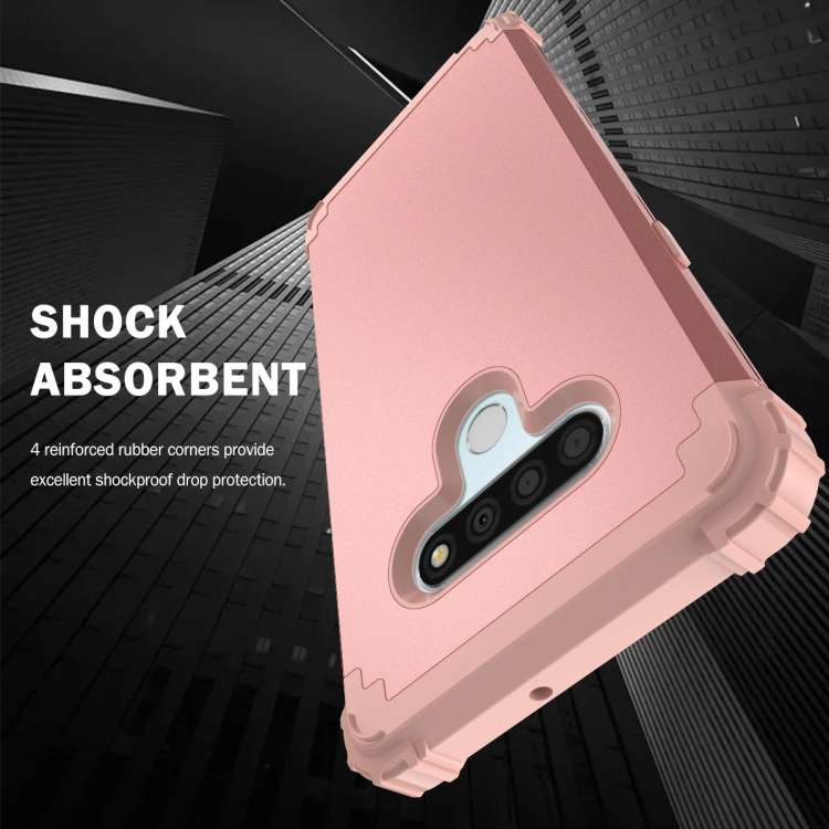 For LG Stylo 6 3 in 1 Shockproof PC + Silicone Protective Case(Rose Gold)