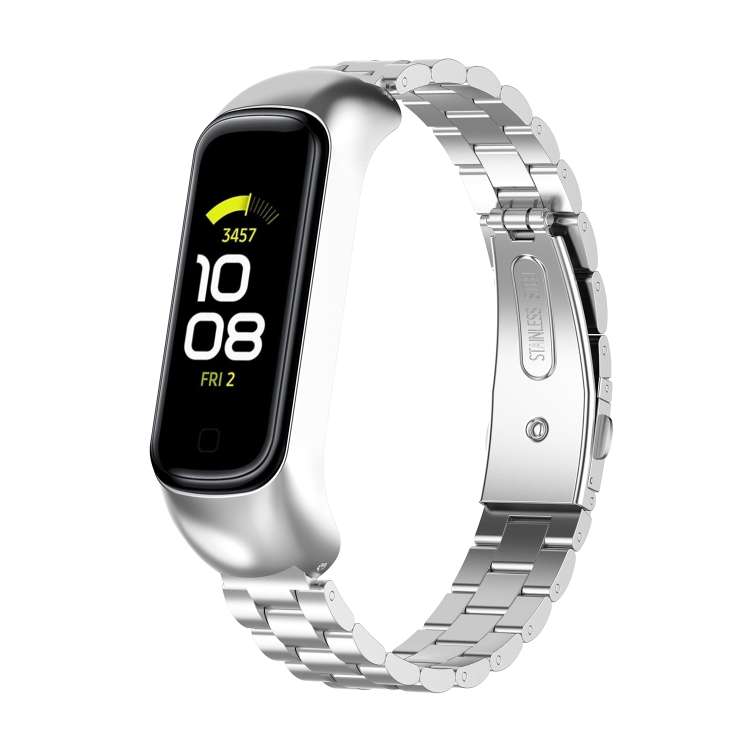 For Samsung Galaxy Fit2 SM-R220 Three-beads Steel Watch Band(Silver)