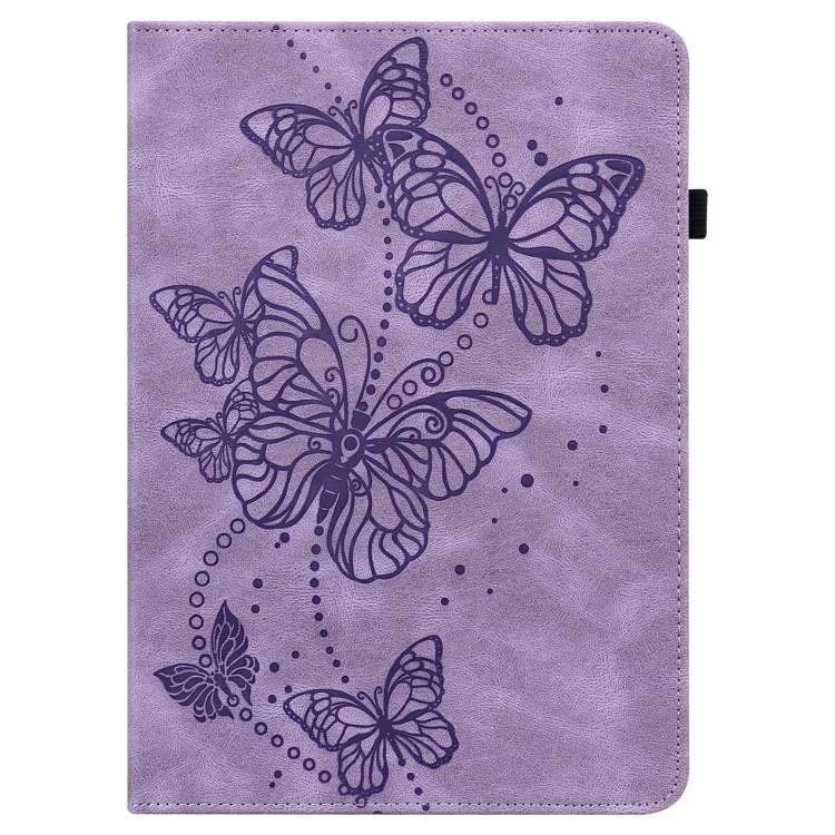 For Huawei MediaPad T5 10 inch Embossed Butterfly Pattern Horizontal Flip Leather Tablet Case(Purple