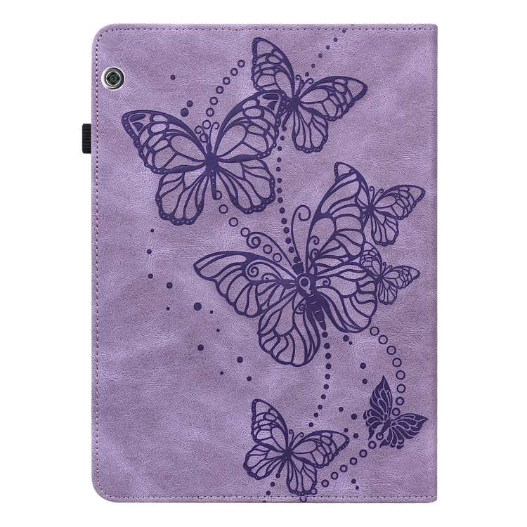 For Huawei MediaPad T5 10 inch Embossed Butterfly Pattern Horizontal Flip Leather Tablet Case(Purple
