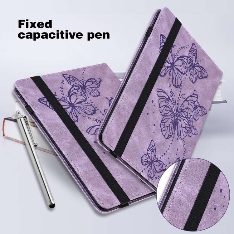 For Huawei MediaPad T5 10 inch Embossed Butterfly Pattern Horizontal Flip Leather Tablet Case(Purple