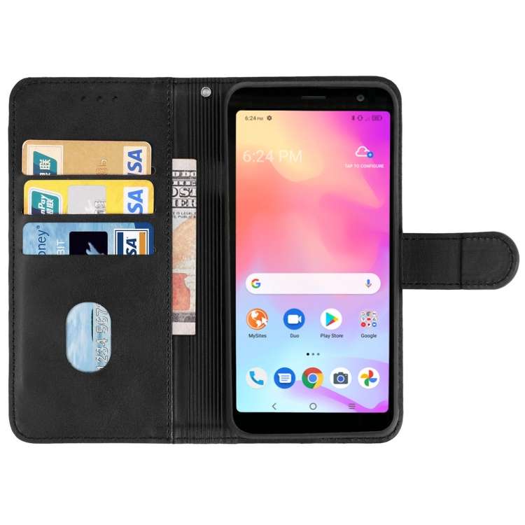 Leather Phone Case For Alcatel TCL A3X A600DL(Black)