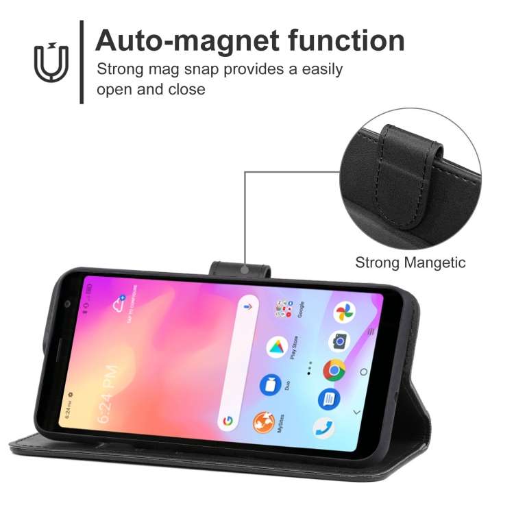 Leather Phone Case For Alcatel TCL A3X A600DL(Black)