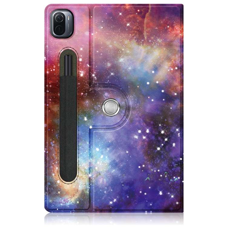 For Xiaomi Mi Pad 5 Pro 11 inch Painted 360 Degrees Rotation Tablet Leather Case with Holder(Milky W
