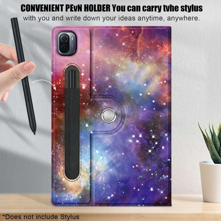 For Xiaomi Mi Pad 5 Pro 11 inch Painted 360 Degrees Rotation Tablet Leather Case with Holder(Milky W