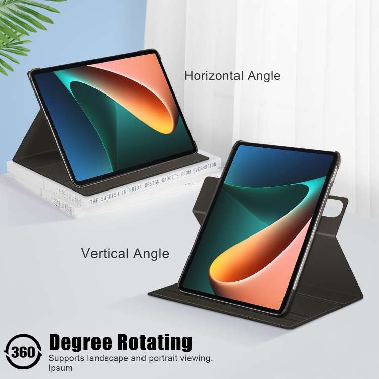 For Xiaomi Mi Pad 5 Pro 11 inch Painted 360 Degrees Rotation Tablet Leather Case with Holder(Milky W