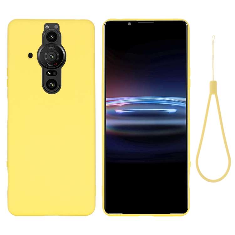 For Sony Xperia Pro-I Pure Color Liquid Silicone Phone Case(Yellow)