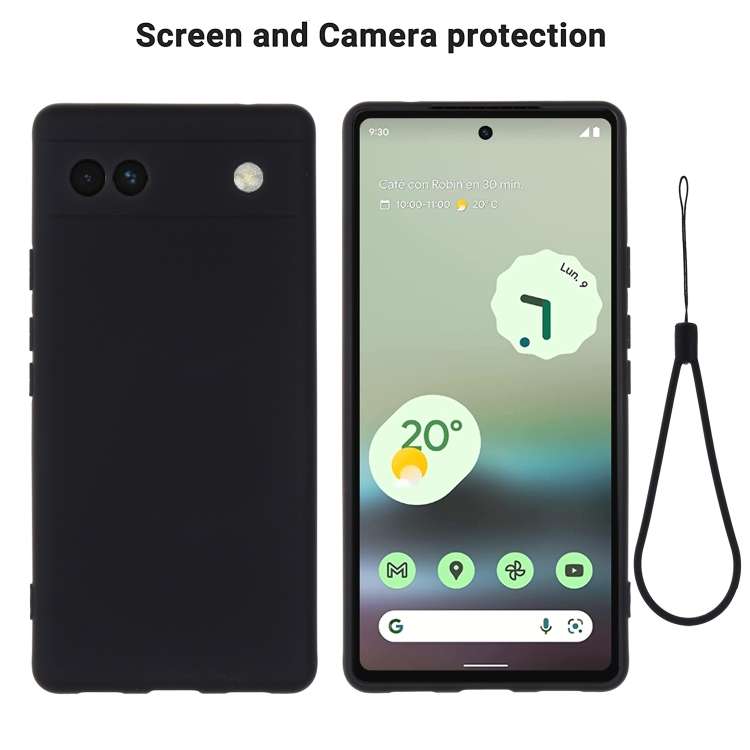 For Google Pixel 6a Pure Color Liquid Silicone Phone Case(Black)