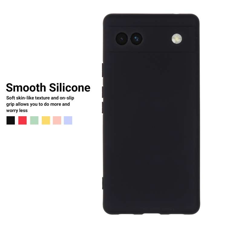 For Google Pixel 6a Pure Color Liquid Silicone Phone Case(Black)