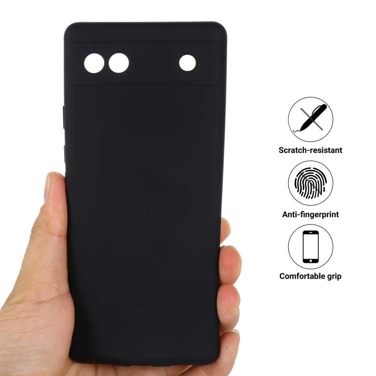 For Google Pixel 6a Pure Color Liquid Silicone Phone Case(Black)