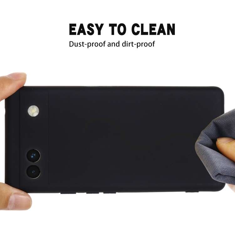 For Google Pixel 6a Pure Color Liquid Silicone Phone Case(Black)