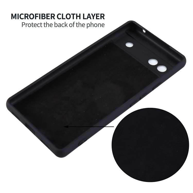 For Google Pixel 6a Pure Color Liquid Silicone Phone Case(Black)