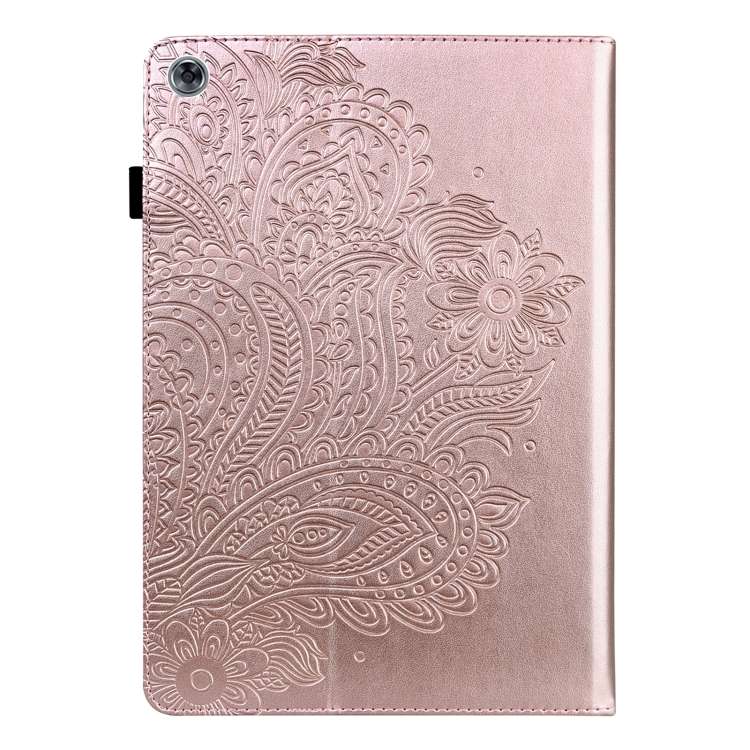 For Huawei MediaPad M5 Lite 10 Peacock Embossed Pattern TPU + PU Leather Tablet Case(Rose Gold)