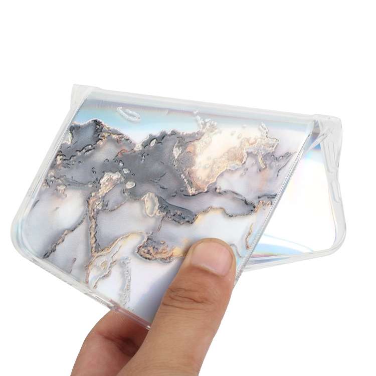 For Xiaomi Redmi 10C Laser Marble Pattern Clear TPU Phone Case(Black)