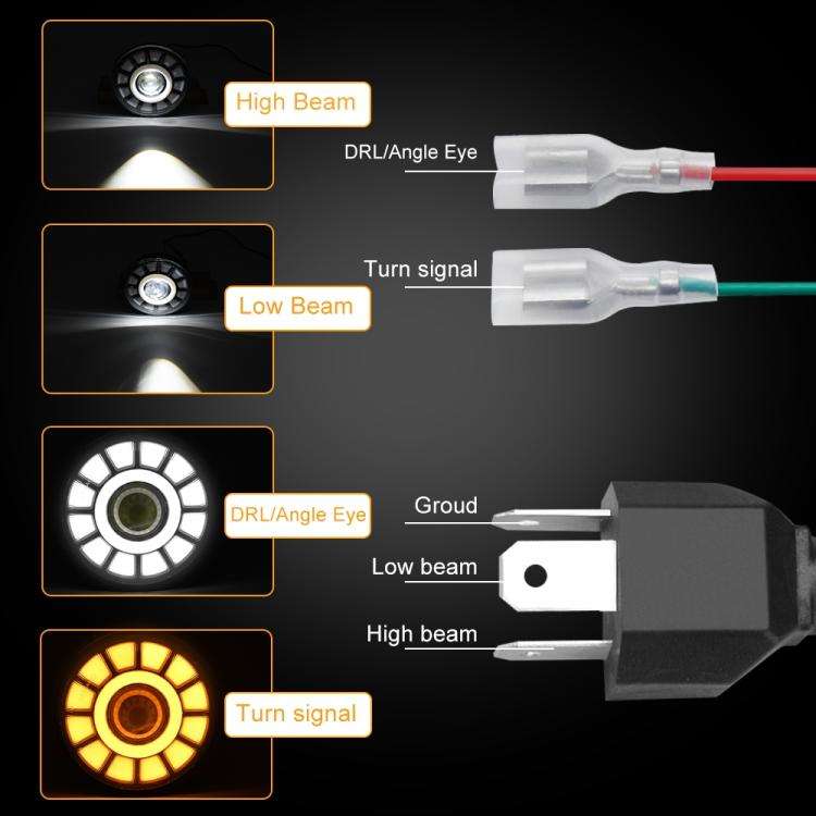 C0062 5.75 inch Square Double Angel Eyes Motorcycle Headlight