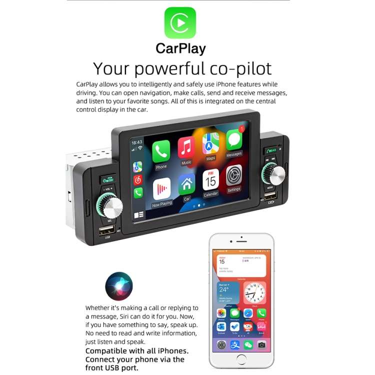SWM-160C 5 inch Car Bluetooth 5.1 Wired MP5 Player Support Phone Mirror Link / Steering Wheel Contro