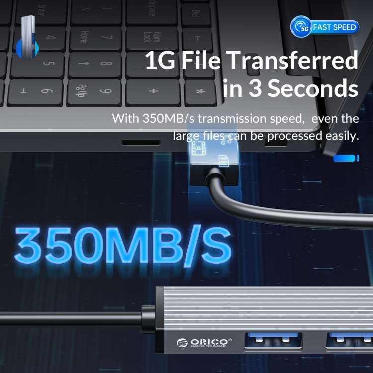 ORICO AH-A13 USB 3.0 x 1 + USB 2.0 x 3 to USB 3.0 HUB Adapter(Space Gray)