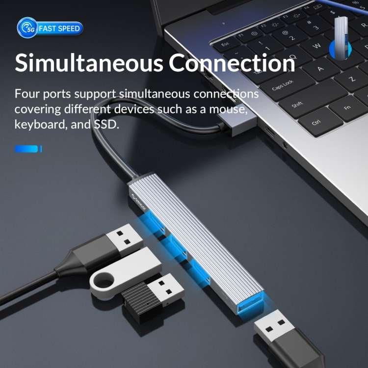ORICO AH-A13 USB 3.0 x 1 + USB 2.0 x 3 to USB 3.0 HUB Adapter(Space Gray)